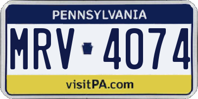 PA license plate MRV4074