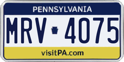 PA license plate MRV4075