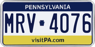 PA license plate MRV4076