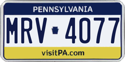 PA license plate MRV4077