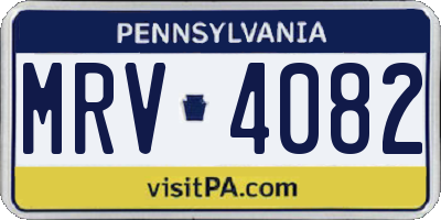 PA license plate MRV4082