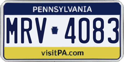 PA license plate MRV4083