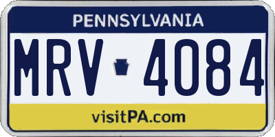 PA license plate MRV4084