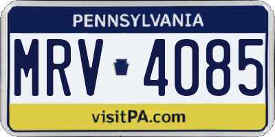 PA license plate MRV4085