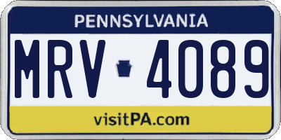 PA license plate MRV4089
