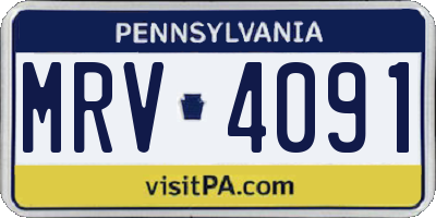 PA license plate MRV4091