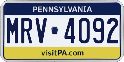 PA license plate MRV4092