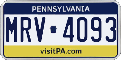 PA license plate MRV4093