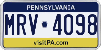 PA license plate MRV4098