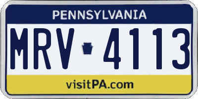 PA license plate MRV4113