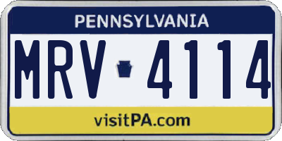 PA license plate MRV4114