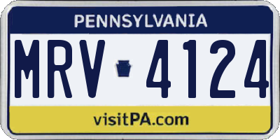 PA license plate MRV4124
