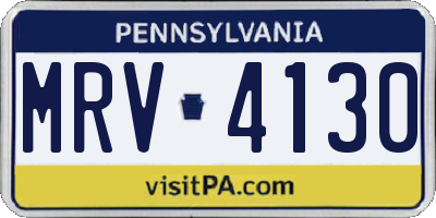 PA license plate MRV4130