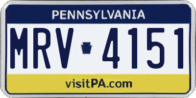PA license plate MRV4151