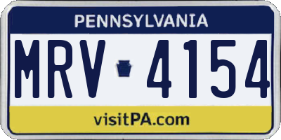 PA license plate MRV4154