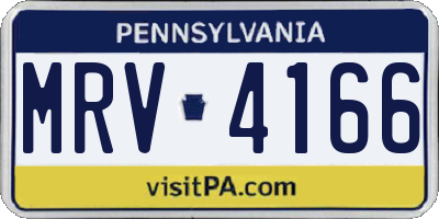 PA license plate MRV4166
