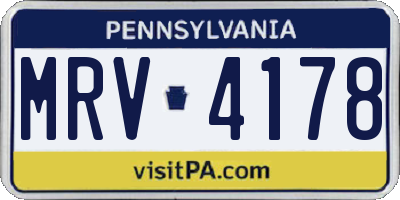 PA license plate MRV4178