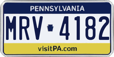PA license plate MRV4182