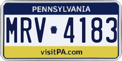 PA license plate MRV4183