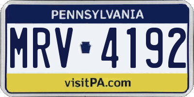 PA license plate MRV4192