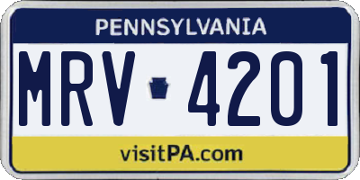 PA license plate MRV4201
