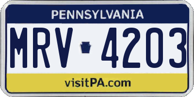 PA license plate MRV4203