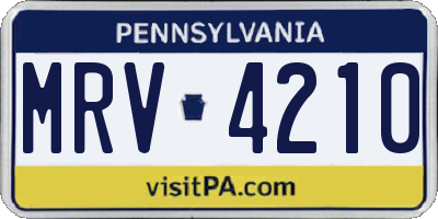 PA license plate MRV4210