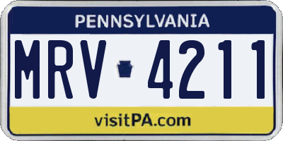 PA license plate MRV4211