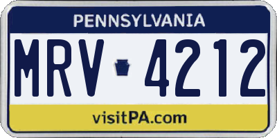 PA license plate MRV4212