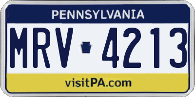 PA license plate MRV4213