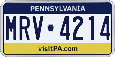 PA license plate MRV4214