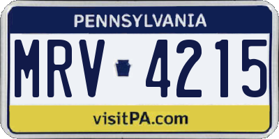 PA license plate MRV4215