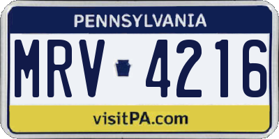 PA license plate MRV4216