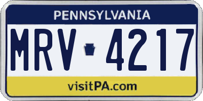 PA license plate MRV4217
