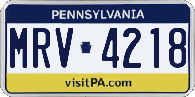 PA license plate MRV4218