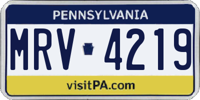 PA license plate MRV4219