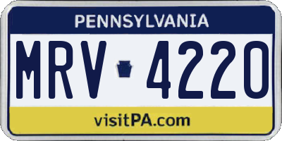 PA license plate MRV4220