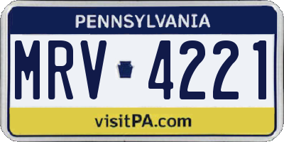 PA license plate MRV4221