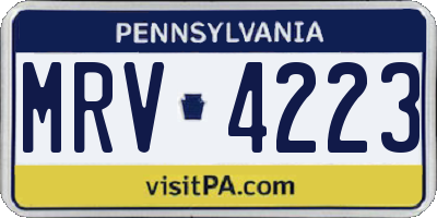 PA license plate MRV4223