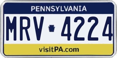 PA license plate MRV4224