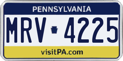 PA license plate MRV4225