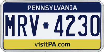 PA license plate MRV4230