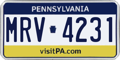 PA license plate MRV4231