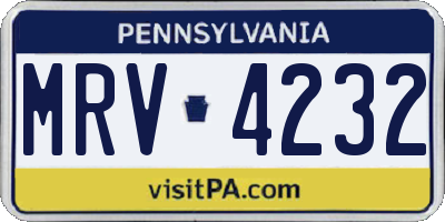 PA license plate MRV4232