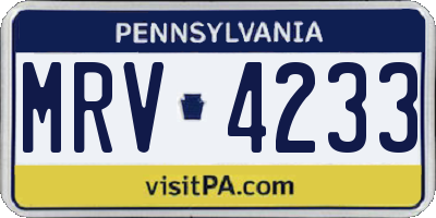 PA license plate MRV4233