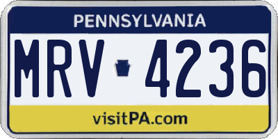 PA license plate MRV4236