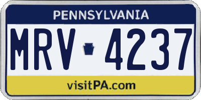PA license plate MRV4237