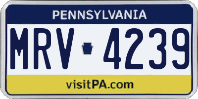 PA license plate MRV4239
