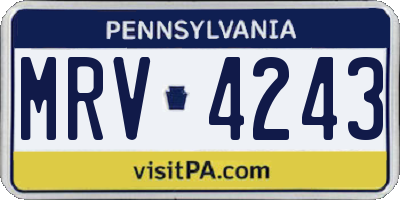 PA license plate MRV4243