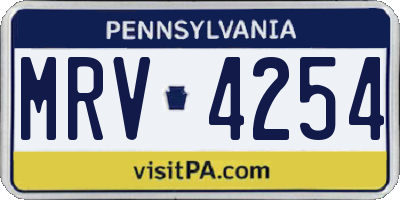 PA license plate MRV4254